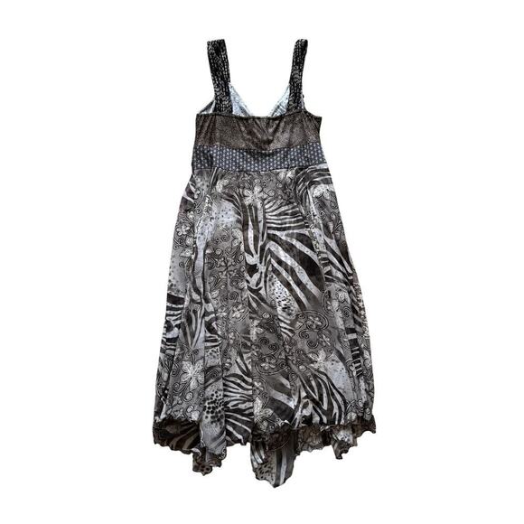 Y2K VTG Anac by Kimi Zebra Midi Dress Women's Size XL Mesh Lined - Picture 3 of 4